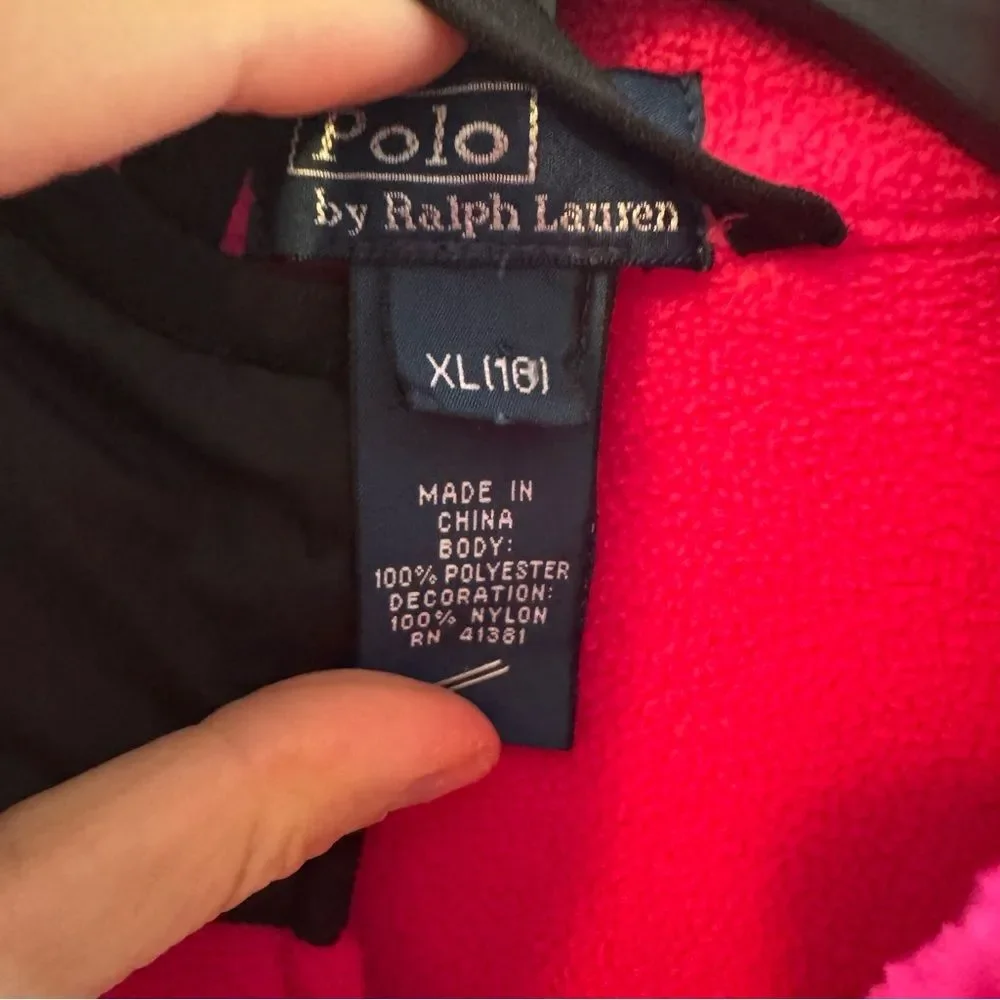 Ralph Lauren Vibrant Pink and Black Fleece Jacket